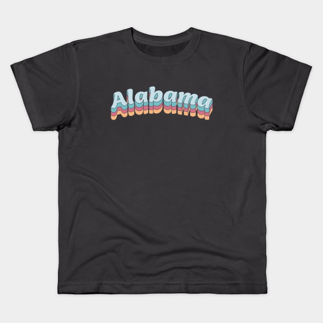 Alabama State Retro Color Arc Kids T-Shirt by modeoftravel